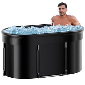 Ideal for Ice Bath – 47" Portable Foldable Bathtub for Shower Stall with Cover  - Picture 1 of 10