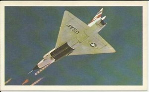 Convair F-102 Delta Dart card from Milton Bradley"Picture & History Cards"set