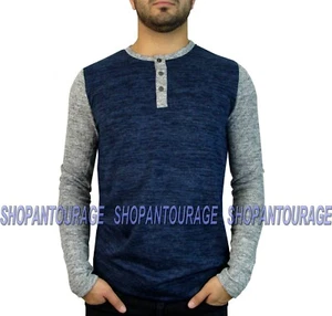 Indigo Star Raticate MILT718 New Long Sleeve Knit Henley T-shirt Top for Men - Picture 1 of 3