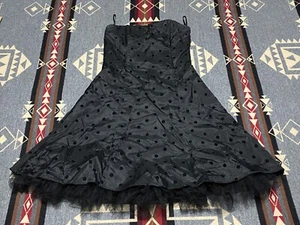 Jessica McClintock Gunne Sax Dress Sz 3 Vtg Black Polka Dot Prom BR - Picture 1 of 9