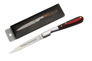 Coltello pieghevole | 3 pollici. Chiuso ""Stuzzicadenti cowboy"" manico in legno lama in acciaio inox - Foto 1 di 3
