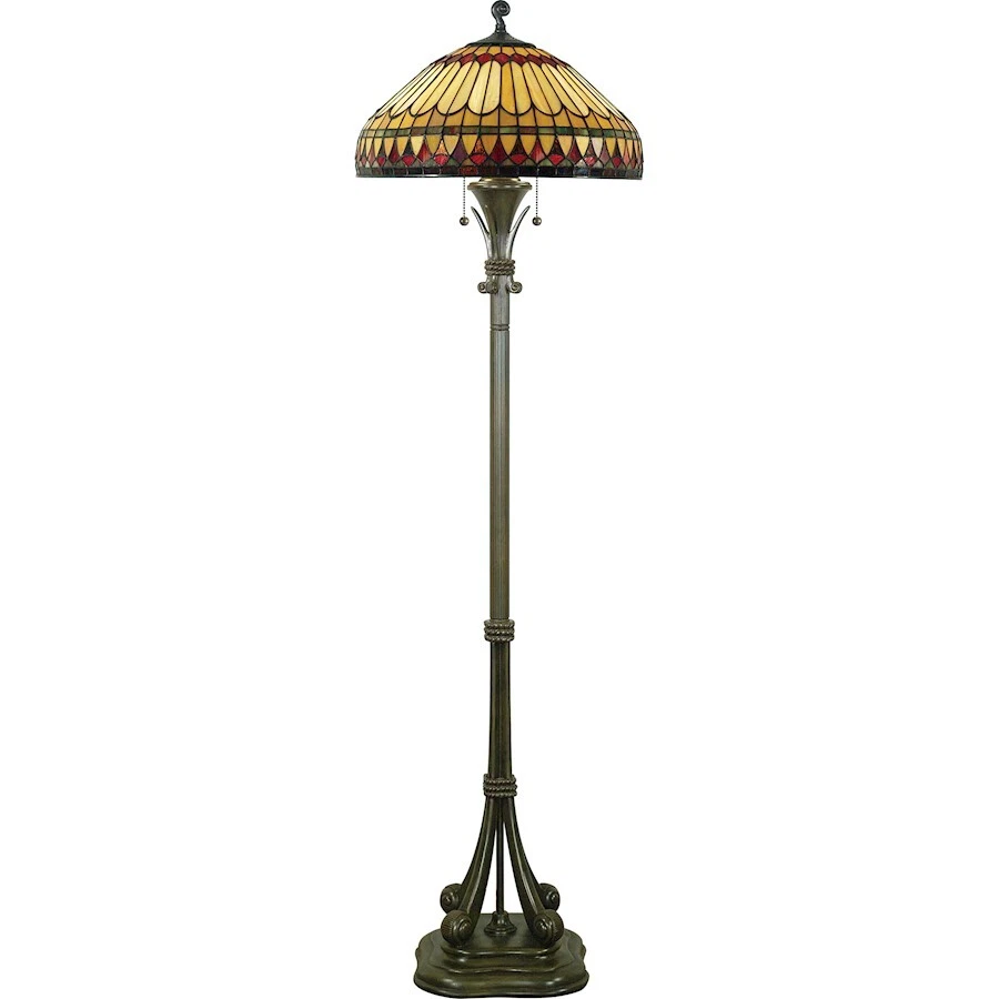 Quoizel TF9320BB 2-light Tiffany Floor Lamp in Brushed Bullion