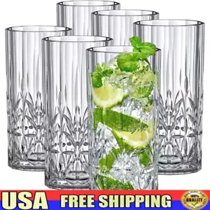 Plastic Highball Glasses Set of 6 Shatterproof BPA Free Dishwasher Safe Outdoor - Picture 1 of 6