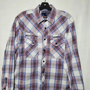 Raw State Button Up Shirt Mens XL Western Style Cotton Long Sleeve - Picture 1 of 11