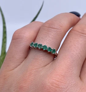 Emerald natural gemstone Ring, Sterling Silver 925, gold plated, Size 8US - Picture 1 of 5