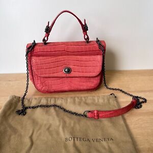 Bottega Veneta Crocodile Exotic Rose Shoulder Crossbody Small Authentic Bag