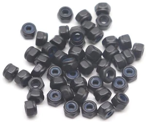 100pcs M3-0.5mm Pitch Black Nylock Nuts Nylon Insert Self Locking Nuts for RC - Picture 1 of 3