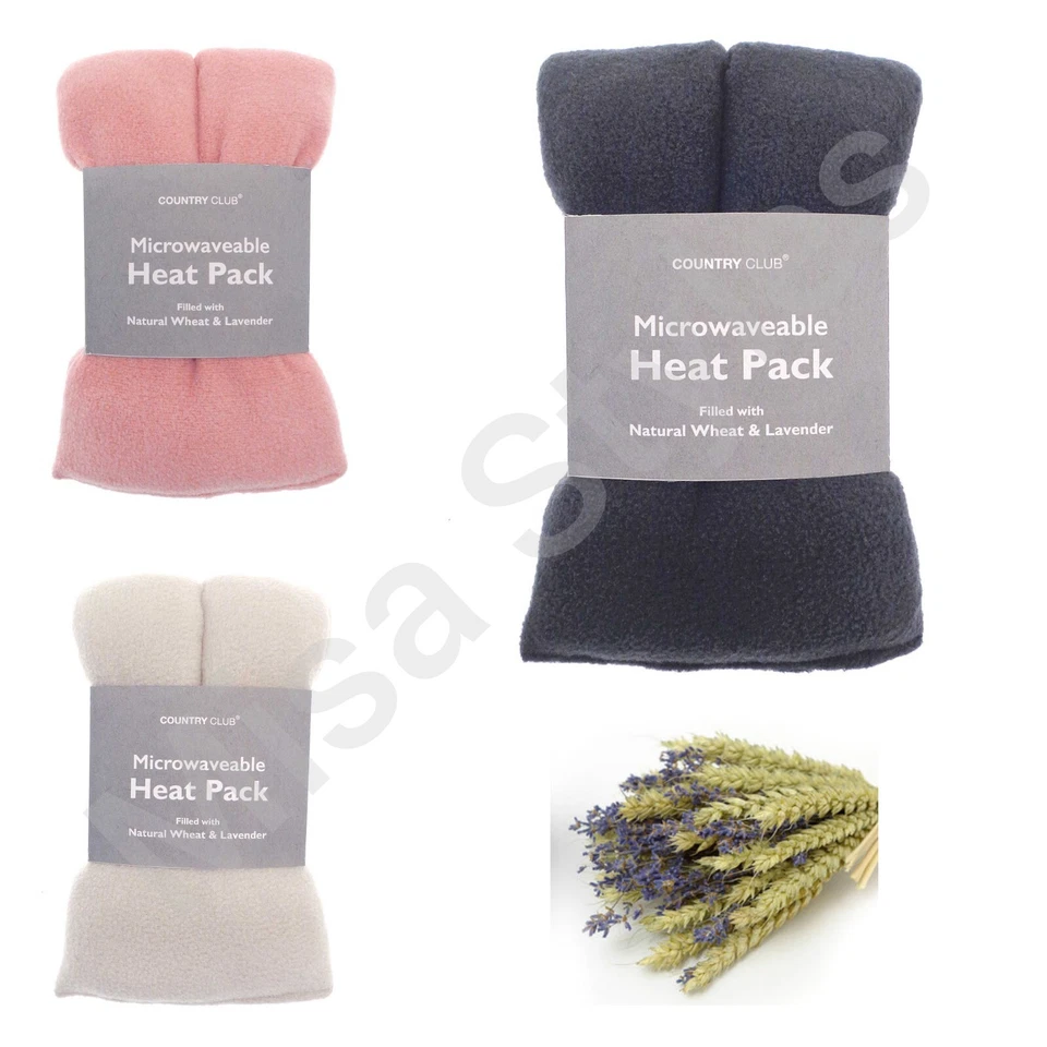 COUNTRY CLUB MICROWAVABLE HEAT PACKS NATURAL WHEAT BAG SCENTED LAVENDER PACK FLEECE COVER
