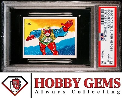 BOOMERANG PSA 8 1980 Marvel Super Heroes Stickers-Venezuela #192 - Image 1 of 2