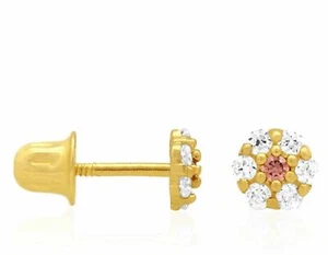 14K Yellow Gold 0.50 CTW Topaz And Alexandrite Flower ScrewBack Stud Earrings - Picture 1 of 1