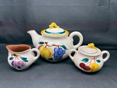 Stangl Pottery "FRUIT" ~ USA ~ Teapot w/Lid, Creamer, Sugar Bowl w/Lid - Image 1 of 4