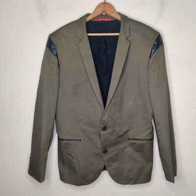 Hugo Boss Men's Adgert Jacket 44 US Faux Leather Trim Blazer Green - Image 1 of 4