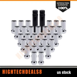 32 Piece Chrome 9/16"-18 7 Spline Lug Nuts For 11-13 Ford E-250 New W/2 Keys - Picture 1 of 10