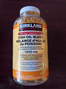 400 Ct Kirkland 100% Wild Fish Oil Blend with Alaskan Salmon Oil 1000mg 01/28 - Picture 1 of 1