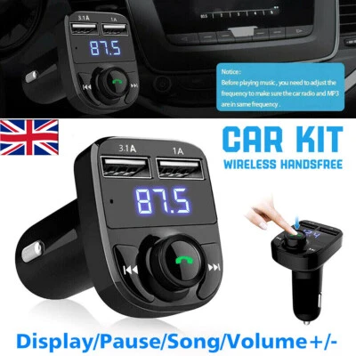 Car FM Transmitter Wireless Bluetooth 5.0 MP3 Player USB Car Charger Adapter UK - Image 1 of 4