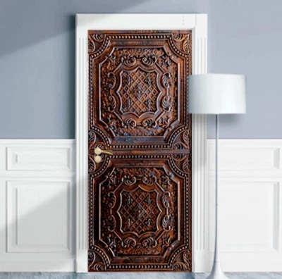 Mural de porta de entrada com padrão de bronze, adesivo laminado brilhante, peça única - Imagem 1 de 4