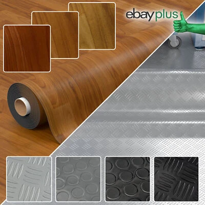 PVC Bodenbelag Meterware Vinyl Auslegware 1mm Noppen Riffelblech Holz Optik ANRO - Bild 1 von 4