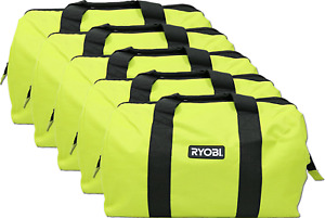 LOT OF 5 Ryobi Contractor Collapsible Green Canvas 18x12x14 Tool Bag Wide Mouth