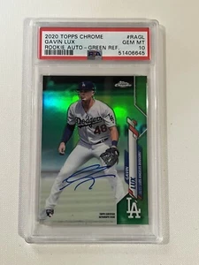 2020 Topps Chrome Gavin Lux Dodgers Rookie RC Green Refractor Auto /99 PSA 10 - Bild 1 von 2