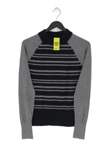 DKNY Women's Jumper XS Blue Striped 100% Wool Crew Neck Pullover - Picture 1 of 7