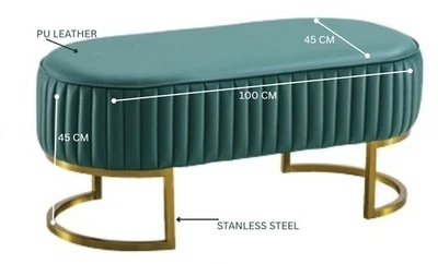 Luxury Leather Ottoman Bench , Gold Stainless Steel Frame– Modern room - image 1 of 4