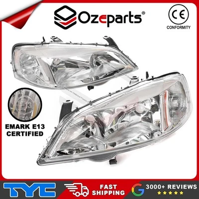 Pair LH+RH Head Light Lamp Chrome For Holden Astra TS Sedan Hatch 98~04 EMark - Image 1 of 4