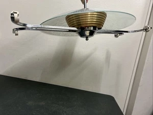 MCM UFO Starburst Gold Anodised Aluminium Pendant Ceiling Light 2 Fluros - Picture 1 of 11