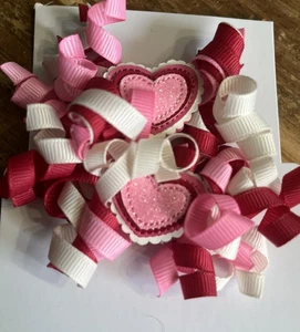 Cordón de pelo rizado Gymboree blanco rosa rojo San Valentín niñas cintas NUEVO - Imagen 1 de 2