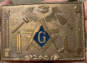 Hebilla de cinturón de latón masón masón masón de colección Harry Klitzner Co. 1978 - Imagen 1 de 8