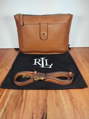 Ralph Lauren Brown Pebbled Leather Jamey Crossbody Handbag New With Dust Bag - Image 1 of 4