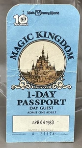 Walt Disney World One Day Passport Magic Kingdom 1983 - Picture 1 of 9