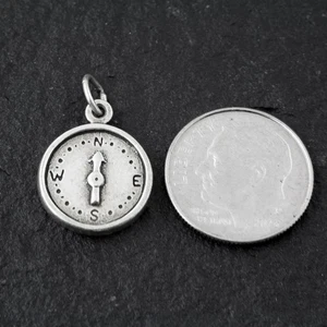 CLOSEOUT! 925 Sterling Silver Compass NSWE Charm - Picture 1 of 1