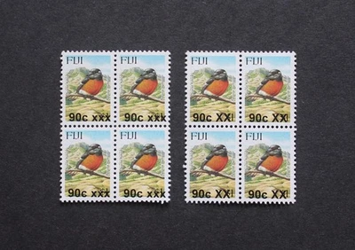 FIJI - RARA SOBREIMPRESIÓN PROVISIONAL 90c/$1 MNH BLK4 xxx y XX O/P DIFÍCIL DE ENCONTRAR RR Foto 1 de 2