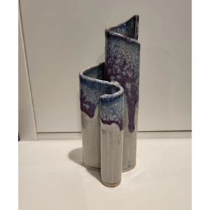 Bay Pottery 3 Kammer Band Vase grau blau lila - Bild 1 von 4