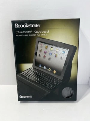 Brookstone Bluetooth Keyboard w/Portfolio Case for Apple iPad 2, Black - NEW - Image 1 of 3