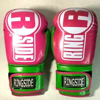 Ringside Apex FTG1 S/M Boxing Gloves  Pink Lime Small/Medium Women Adult - Image 1 of 4