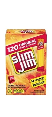 Caja de alimentación por gravedad Slim Jim Original 120 ct. Snack ahumado palo de carne ¡OFERTA!! Foto 1 de 4