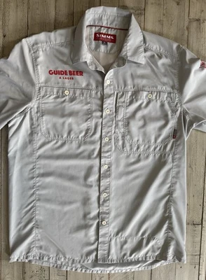 Simms Shirt Large Mens Fishing Vented Outdoor Brewery Guide Beer Gray - Image 1 of 4