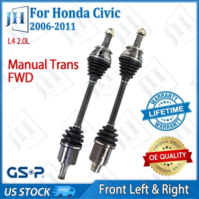 OE Front Pair Left Right CV Axle Shaft Set For 2006-11 Honda Civic FWD Manual - Image 1 of 4