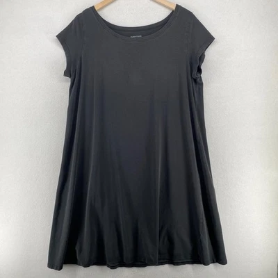 Vestido EILEEN FISHER XL Elástico Algodón Orgánico Jersey Túnica Manga Gorra Negro EE. UU. Foto 1 de 4