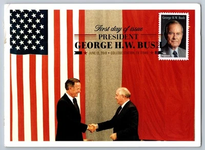 #5393 George H.W. Bush FDC Maxi Card w/Pictorial Cancel - Note Card Has Wear - Image 1 of 2