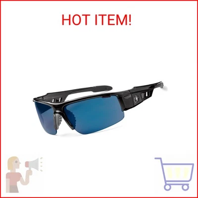 Ergodyne Skullerz Dagr Safety Sunglasses - Black Frame, Blue Mirror Lens - Image 1 of 2