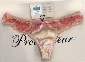Agent Provocateur LULA Thong XS/1 NWT Pink & Nude Orig. $115 Unissued! Silk! [V]