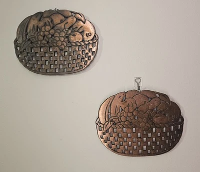 Juego de placas de pared de cesta de frutas de hierro fundido vintage rústicas decoración de cocina de granja Foto 1 de 4