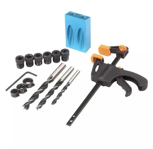 15 Pezzi Maschera Foro Tascabile, 15 Gradi Tassello Trapano Falegnameria Kit Foro Vite Jig con 6/8 - Foto 1 di 2