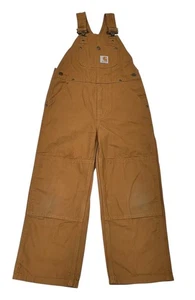 Carhartt Bib Overalls Kids Size 6 Brown Duck Canvas Double Knee Workwear  - Picture 1 of 10