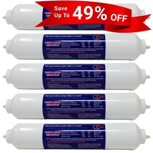 5 Pack Post Carbon GAC T33 Inline NSF Water Filter w/ 1/4" OD Quick Connect - Picture 1 of 7