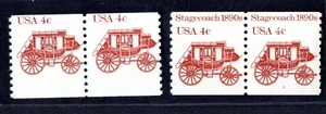 US 1981 COIL PAIR MAJOR MISREGISTRATION ERROR "STAGECOACH 1890s" MISSING - Picture 1 of 2
