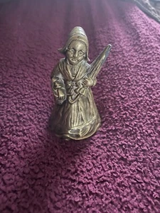 VintageBrass Bell Of A Dutch Lady With Boots As Ringers 1940s - Picture 1 of 6