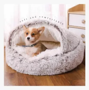 Silly Doggo calming plush dog bed size - medium (18” dia.) - grey - Picture 1 of 8